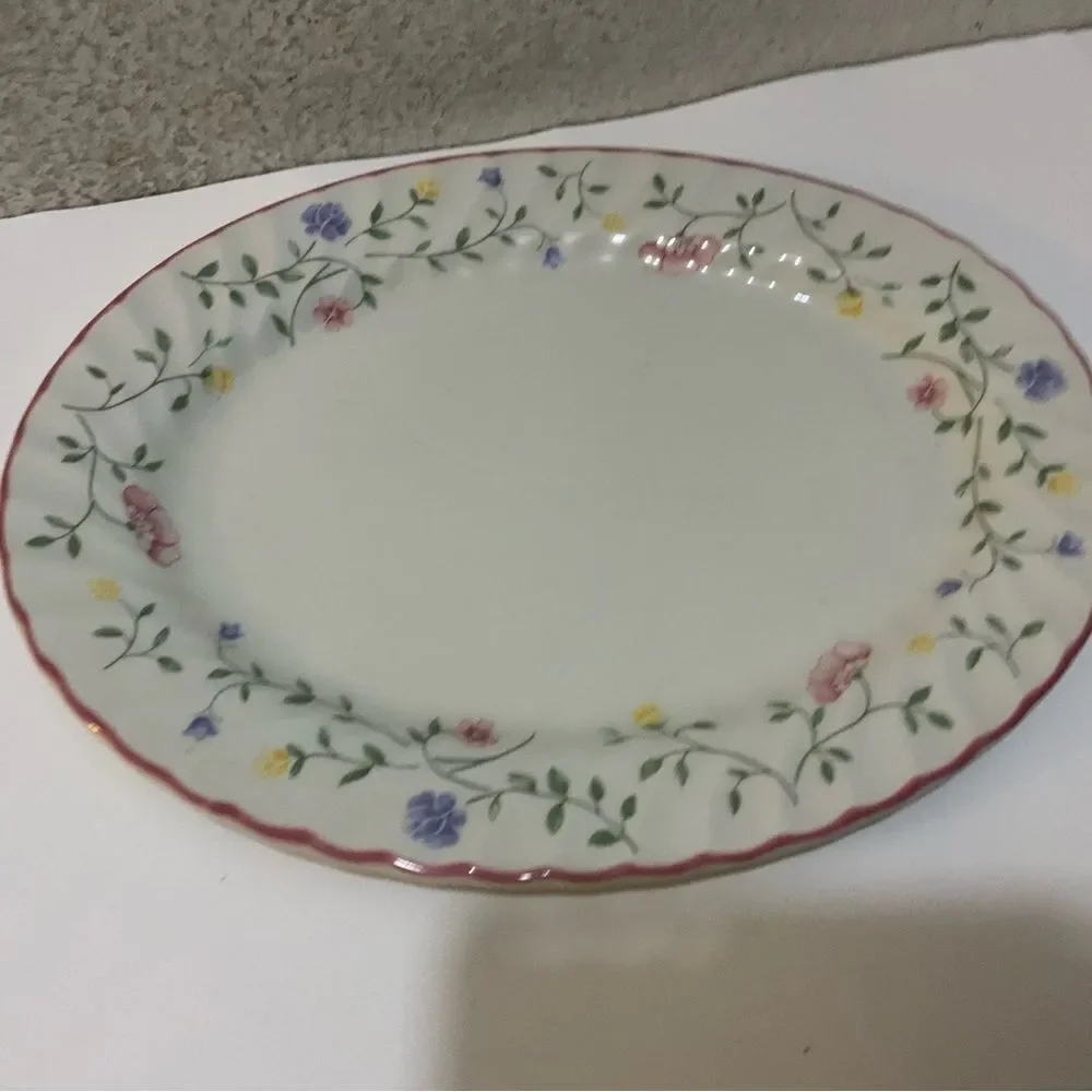 Johnson Brothers Summer Chintz oval platter Pink Flower Ridged Border England